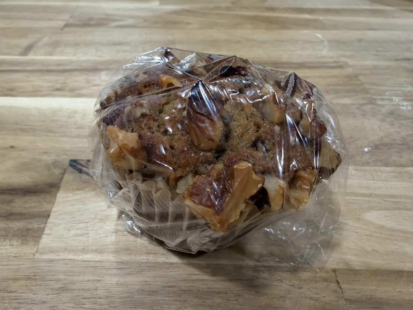 Banana nut muffin wrapped for porch pickup