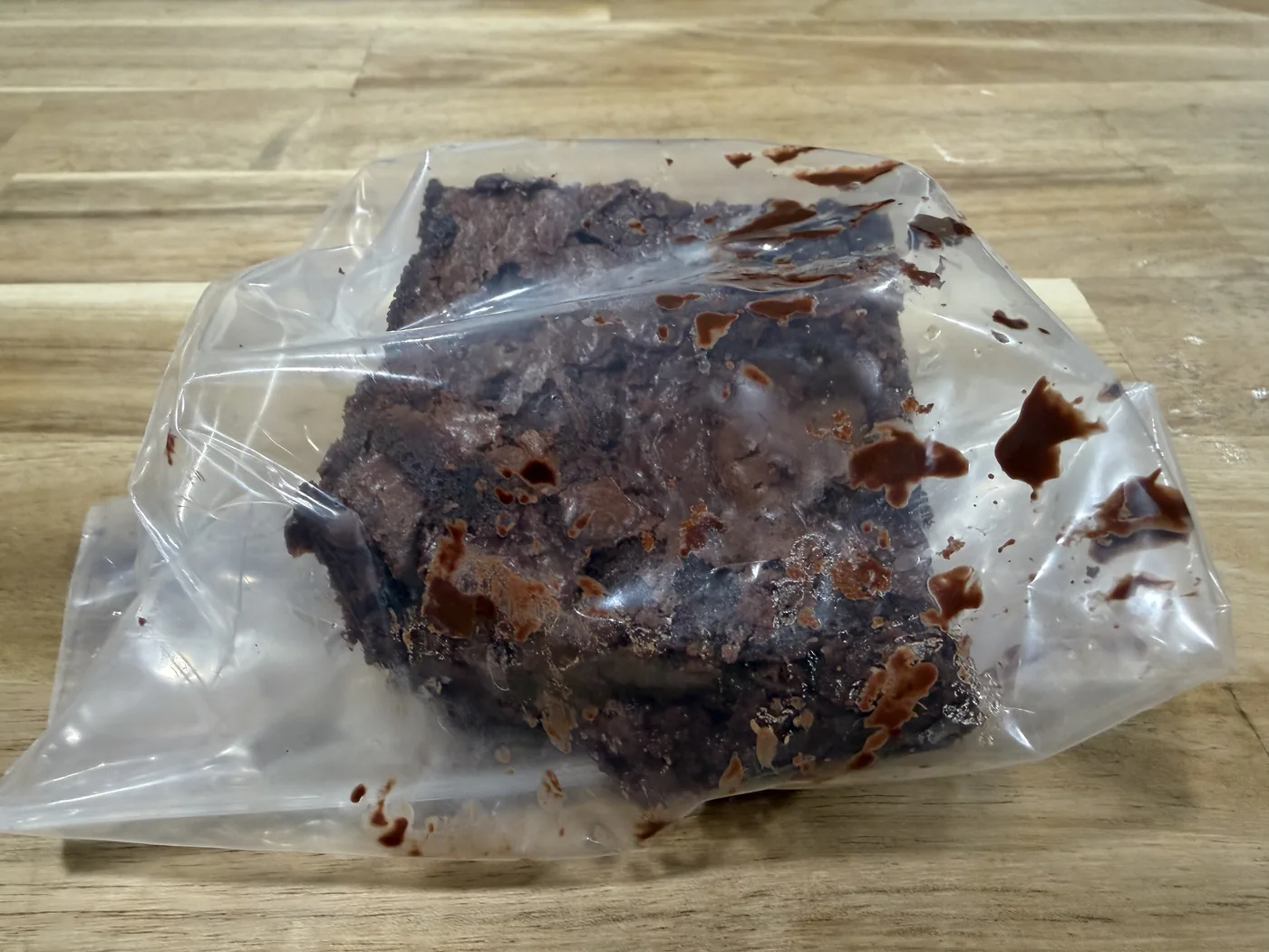 Brownie wrapped for porch pickup